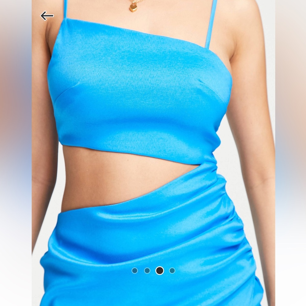 Asos Design Structured Strappy Midi Dress with Cut Out Detail in Cobalt - Picture 3 of 4